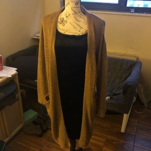 Women’s h&m long, open front, tan cardigan